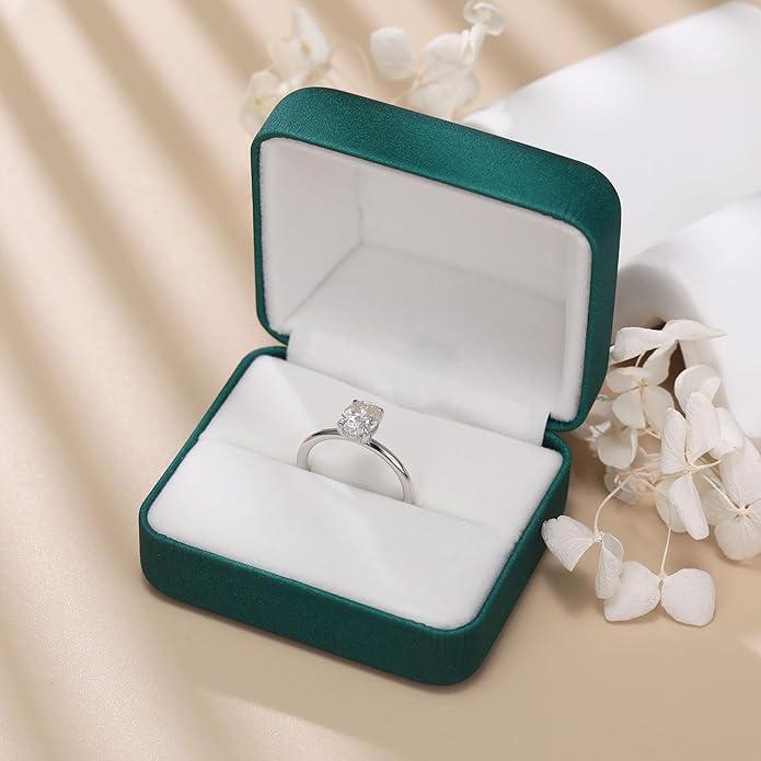 getlove 1.5-3ct Oval Moissanite Engagement Ring 18K White Gold Plated Solid Silver D-Color VVS1 Solitaire Promise Ring