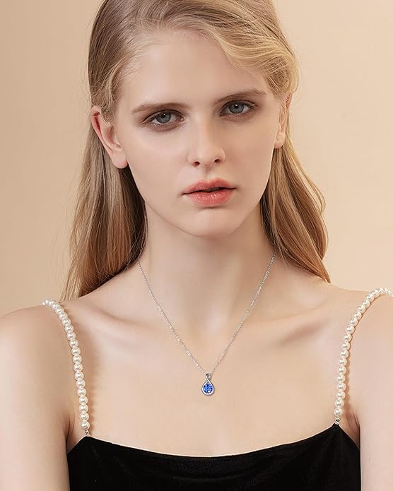FANCIME Birthstone Necklaces for Women Fine Jewelry Sterling Silver Dainty Infinity Pendant Anniversary Birthday Christmas Gifts for Her Wife Mom Lady Daughter, Chain 16"+2" Extend
