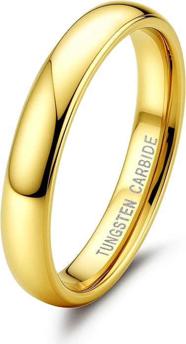Jstyle 2mm 4mm 6mm 8mm Tungsten Rings for Men Women Hypoallergenic Wedding Band Rings Gold/Silver Domed High Polish Comfort Fit Size 6-12 Not Tarnished
