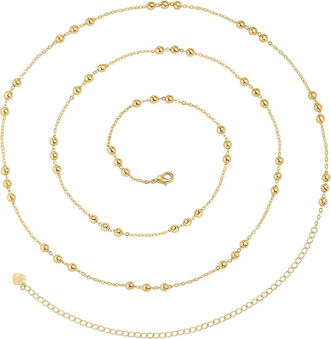 Adjustable 18k Gold Waist Chain, Beach Bikini Body Chain, Handmade Belly Chain