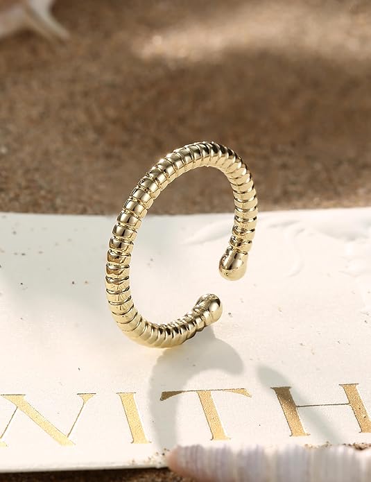 FIASASO 14K Gold Filled Toe Rings for Women Non Tarnish 14K Gold Filled Toe Ring Adjustable Band Opal Dainty Toe Ring Summer Beach Open Toe Rings Foot Jewelry