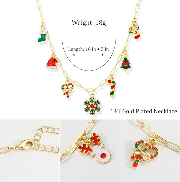 Charm Necklace for Women, 14K Gold Plated Shell Sun Starfish Summer Beach Necklace 16+3" Paperclip Chain Jewelry Gifts