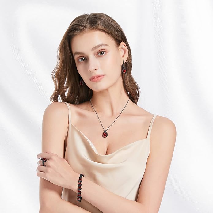 GZWHD Jewelry Set for Women Water Drop Cubic Zirconia Artificial Crystal Earrings Pendant Necklace Open Ring Tennis Bracelet Wedding Anniversary Birthday Engagement Gift for Bridesmaid Wife Girlfriend Friend