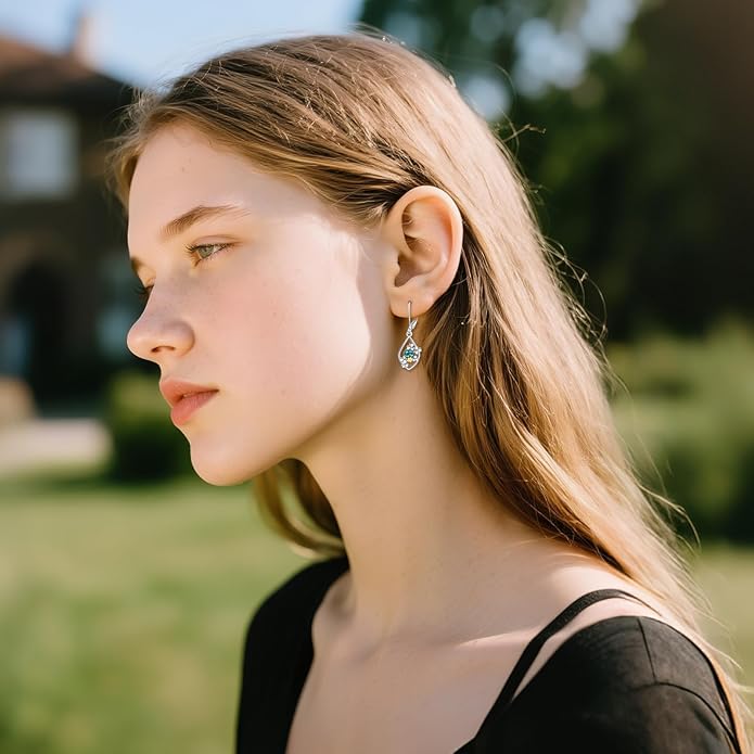 Scottish Thistle/Sunflower/Violet/Daffodil/Orchid Earrings Sterling Silver Flower Dangle Dangling Drop Boho Earrings Jewelry Gifts for Women