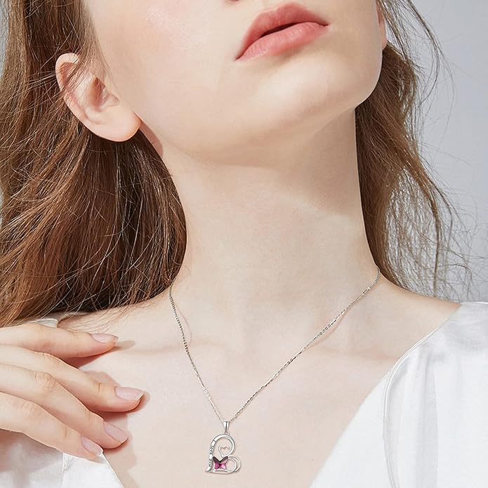 Palpitate Heart Necklaces for Women Forever Love Pendant Necklace Anniversary Valentine's Day Gifts for Lovers Wife Her Mom