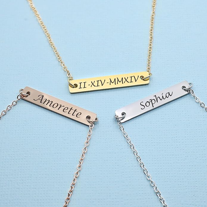 Name Bar Jewelry special Custom Engraved Bar Necklace Personalized Name Date GPS Coordinates Handcrafted Gift for Wedding Bridesmaid Graduation Anniversary personalized bepoke jewelry