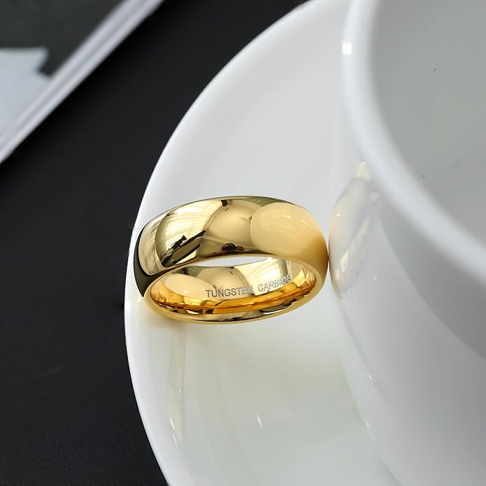 Jstyle 2mm 4mm 6mm 8mm Tungsten Rings for Men Women Hypoallergenic Wedding Band Rings Gold/Silver Domed High Polish Comfort Fit Size 6-12 Not Tarnished