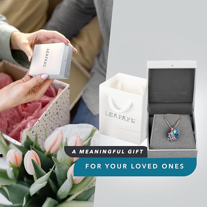 Leafael Wish Stone Pendant Necklace with Birthstone Crystal, 18K Rose Gold Plated/Silvertone, 18" + 2"