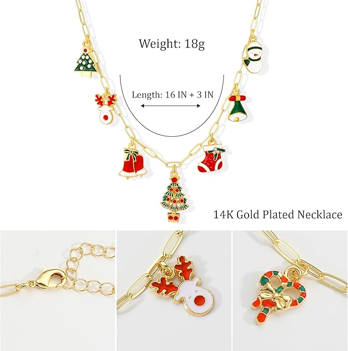 Charm Necklace for Women, 14K Gold Plated Shell Sun Starfish Summer Beach Necklace 16+3" Paperclip Chain Jewelry Gifts