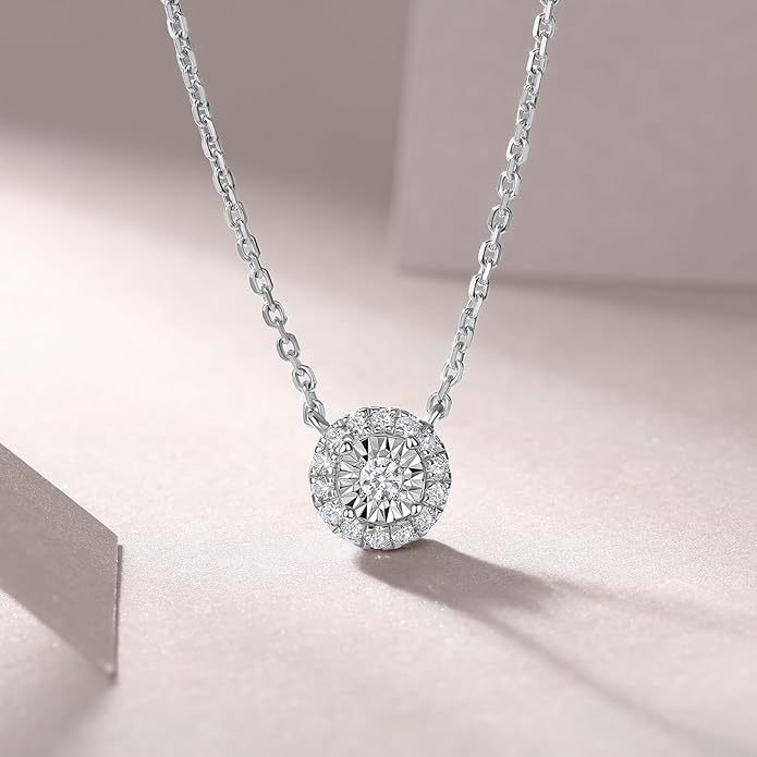 Sterling Silver Heart Cut Lab Grown Diamond Halo Pendant Necklace, Chain Included,ideal gift for anniversaries, birthdays, or any milestone celebration.