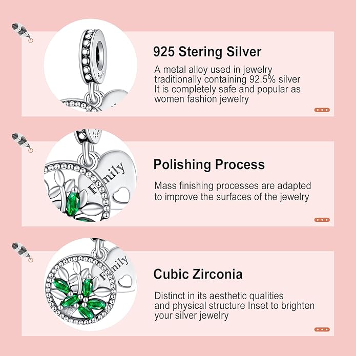 Annmors Charms for Bracelets Family Animal Safety Chains Nature Dangle for Women Bracelets & Necklace Pendant