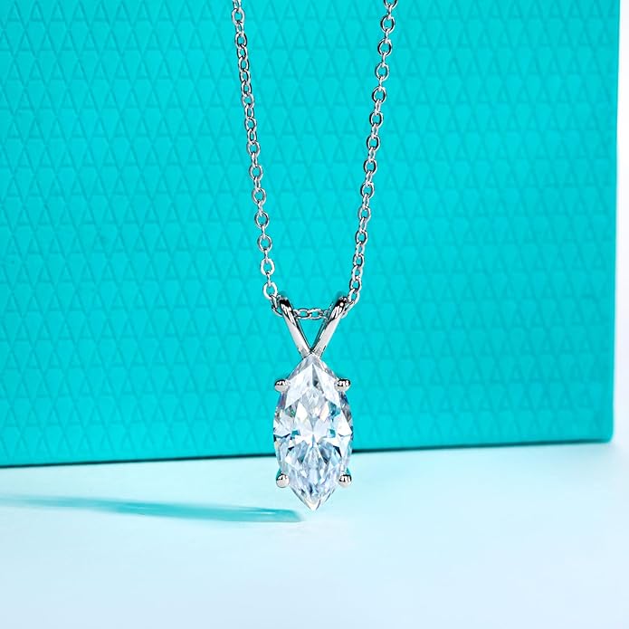 AnuClub Moissanite Pendant Necklace 2/3/4/5CT D Color VVS1 925 Sterling Silver Everyday Wear Necklace for Women Wife Her with Certificate, 40+2+3 Adjustable Chain