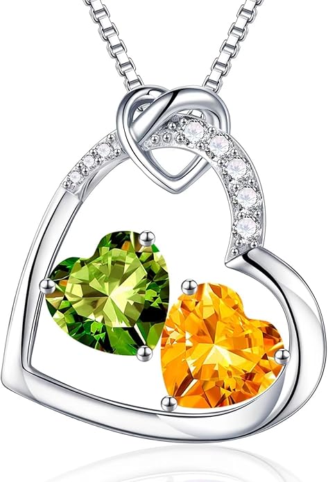 Iefil Birthstone Necklace for Women - 925 Sterling Silver Birthstone Necklace, Anniversary Birthday Gifts for Women Wife Girlfriend, Jewelry for Mom Daughter