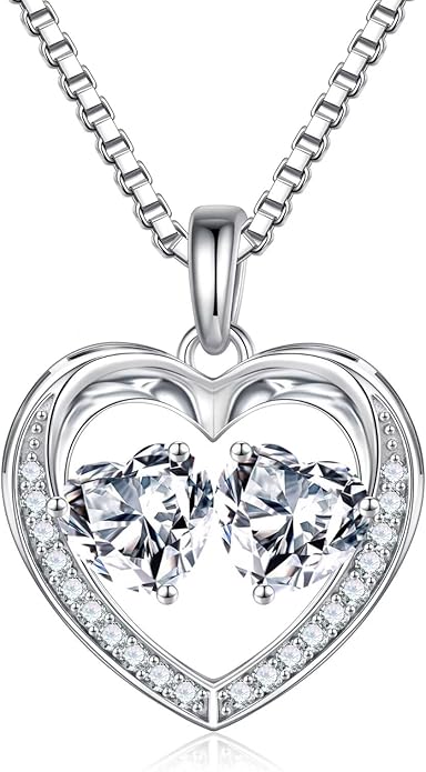 Iefil Birthstone Jewelry for Women - 925 Sterling Silver Birthstone Necklace, Anniversary Birthday Gifts for Women, Jewelry Gifts for Her Wife Mom Daughter