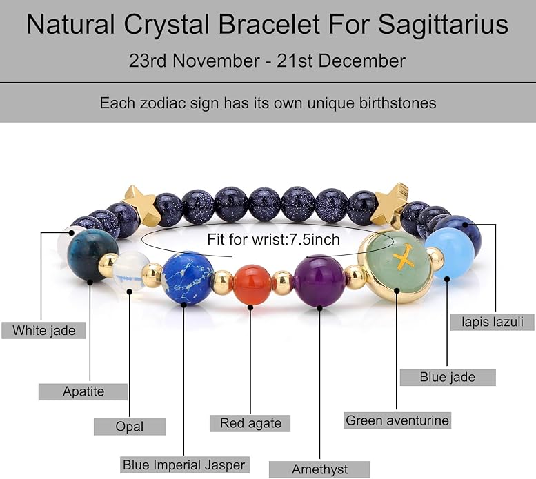 Zodiac Bracelets for Women Men,12 Constellations Healing Crystal Stone Beads Bracelet Birthday Zodiac Gifts Horoscope Spiritual Jewelry Bracelet Gifts