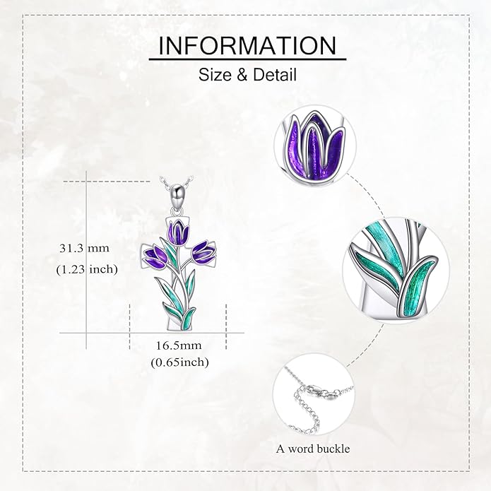 Flower Cross Necklace 925 Sterling Silver Carnation/Rose/Lily/Daisy Cross Necklace Birth Flower Jewelry for Women