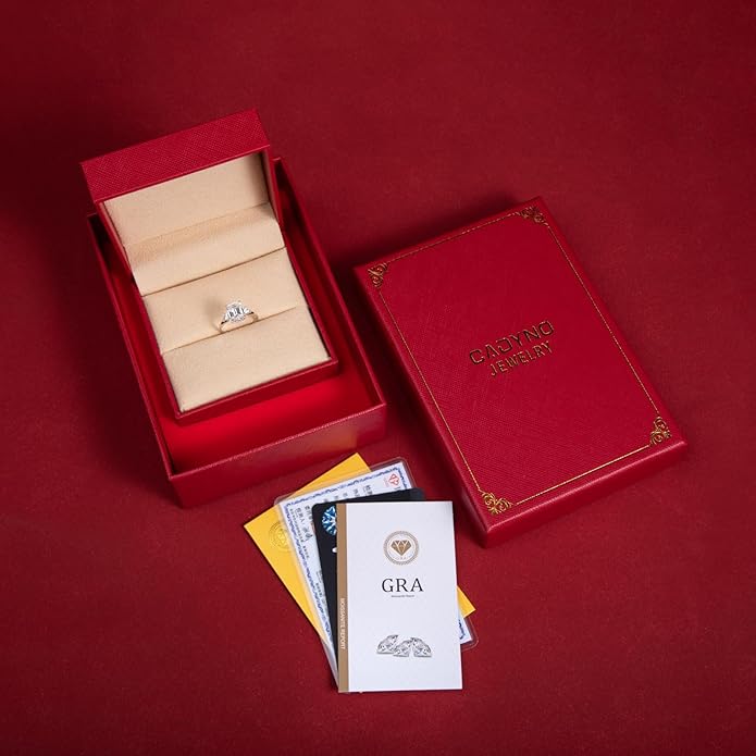 Solid 14K Gold 3.36ct Moissanite Three Stone Rings (3ct Center Stone), Round/Oval/Emerald Shape, Real Gold | D Color and Flawless Moissanite | Wedding Anniversary Ring