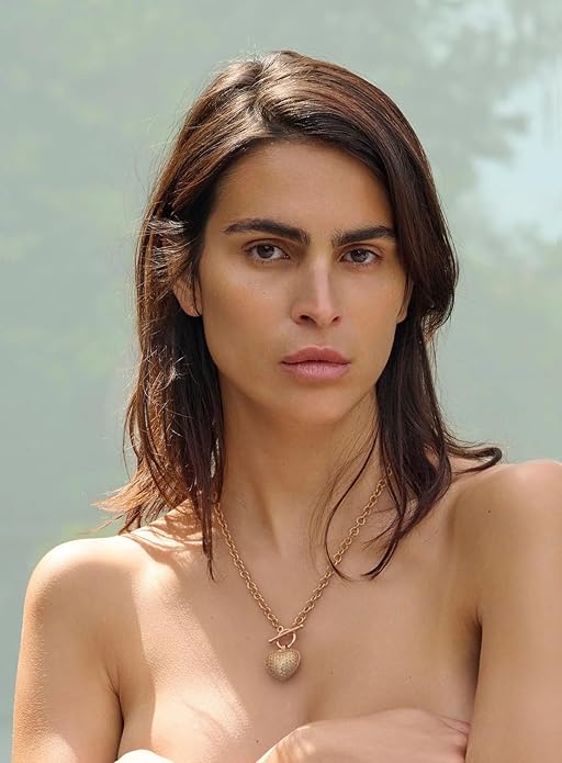 18k Gold Chain Link Necklace for Women, Baroque Pearl/Compass Pendant Necklace