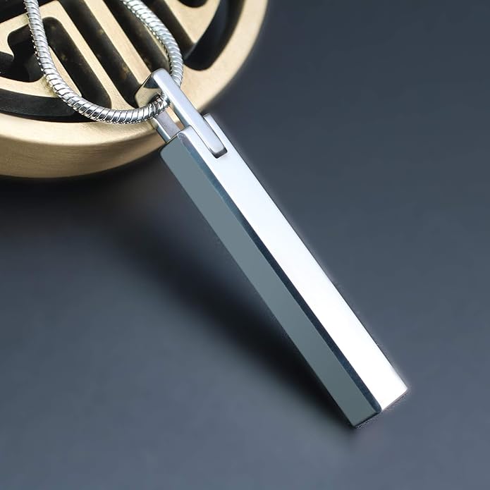 COAI Tungsten Bar Necklace for Men, Men's Pendant Necklace God/Silver 20"-26"