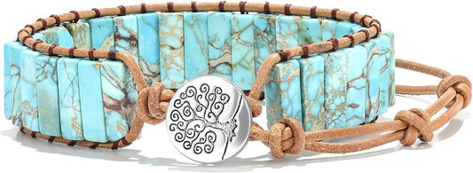 sedmart 7 Chakra Bracelets for Women with Real Stones Leather Wrap Healing Bead Bracelet Women Men Boho Friendship Jewelry