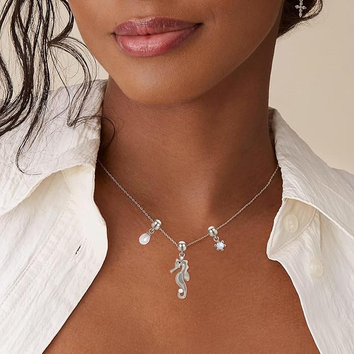 Summer Holiday Necklace,Dainty Chain, Charm Necklace For Women,Cute Cat Charm,Natural Pearls,18k Gold Plated,Choose Your Favorite Charm, Change Easily