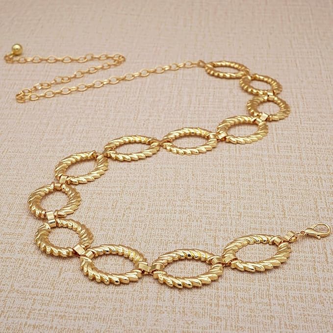 Women's Chain Belt Metal Waist Belt Chunky Belly Link Belt