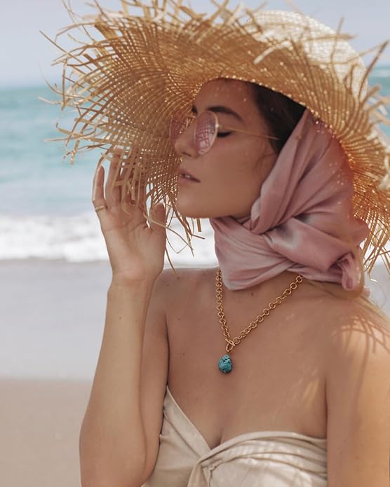 18k Gold Chain Link Necklace for Women, Baroque Pearl/Compass Pendant Necklace