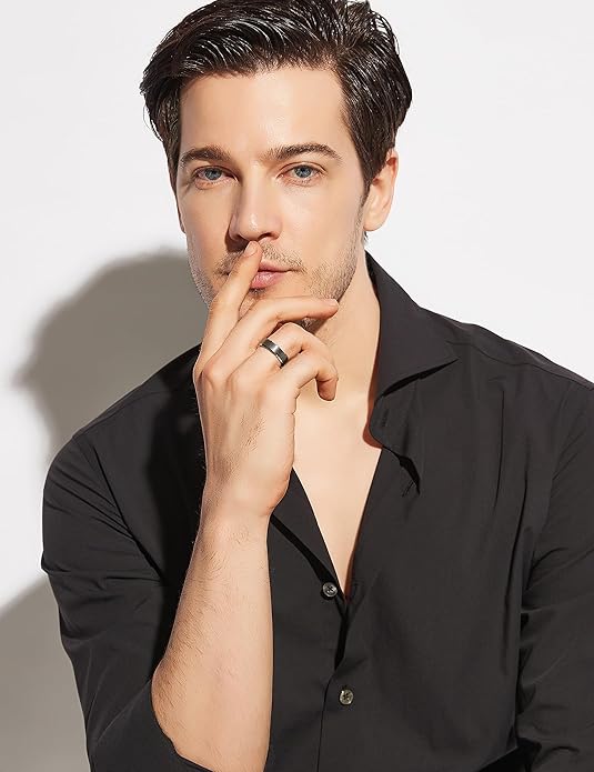 Greenpod 4MM 6MM 8MM Tungsten Carbide Engagement Ring Brushed Beveled Edge Polished Silver Wedding Band for Men Women Engraved I Love You Always & Forever Size 4-15