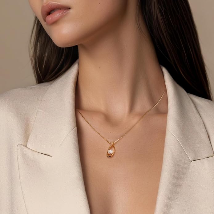 Pearl Necklaces for Women,Charm Choker Necklaces with Natural Freshwater Cultured Pearls,Dainty Pendants Necklaces Daily Wear or Fashion Gift for Women