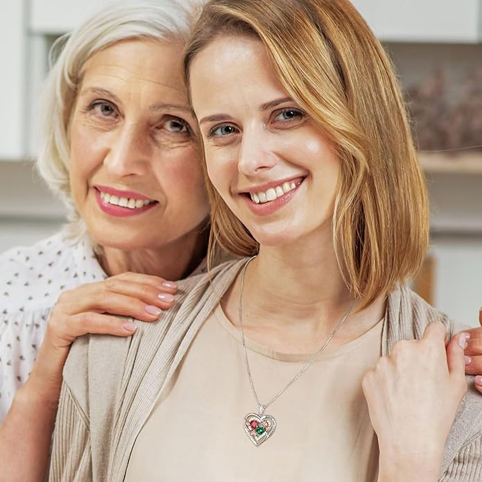 Iefil Birthstone Necklace for Women - Sterling Silver Birthstone Necklace Anniversary Birthday Gifts for Her Wife Mom Daughter