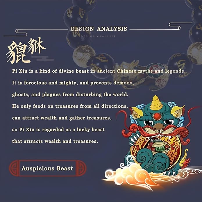 Feng Shui Bracelet Obsidian Bracelet, 24k Gold Plated PiXiu Dragon Protection for Men Women, 12mm Mantra Prayer Beads Bracelets Meditation Decompression Meaning to Attract Wealth, Good Luck