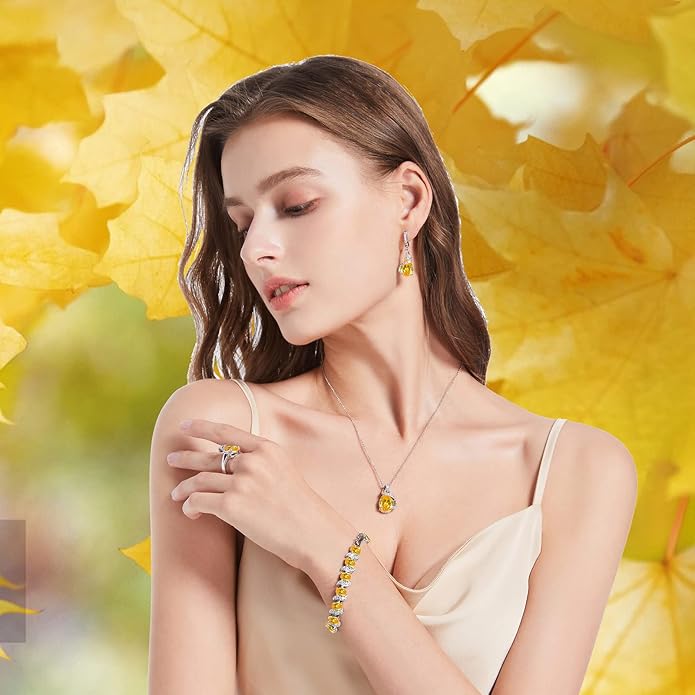 GZWHD Jewelry Set for Women Water Drop Cubic Zirconia Artificial Crystal Earrings Pendant Necklace Open Ring Tennis Bracelet Wedding Anniversary Birthday Engagement Gift for Bridesmaid Wife Girlfriend Friend