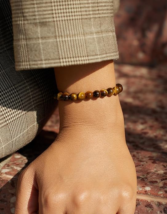 Handmade Natural Stone Beaded Stretch Bracelets,Healing Crystals Protection Bracelet,Spiritual Jewelry Gifts for Women & Men,Replacement Beads Included