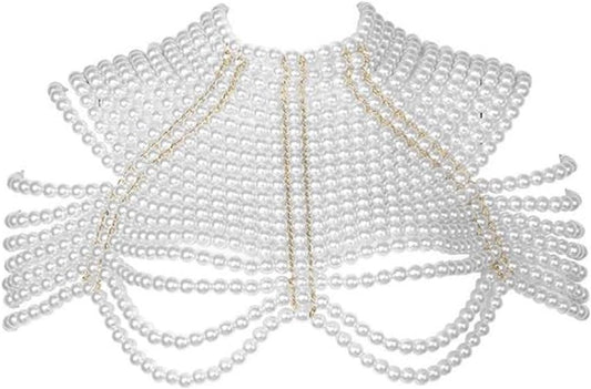 CCbodily Pearl Body Chain Bra - Fashion Shoulder Necklaces Bra Chain Body Jewelry