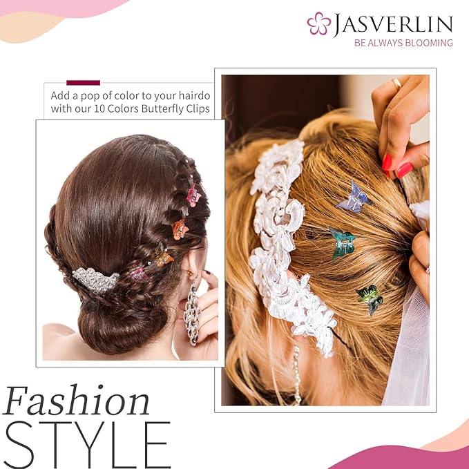 Gradient Butterfly Hair Clip, Mini Plastic 90s Hair Claw Clips for Women Girls, No Crease Toddler Y2K Accessories Set 50pcs Rainbow Assorted Color