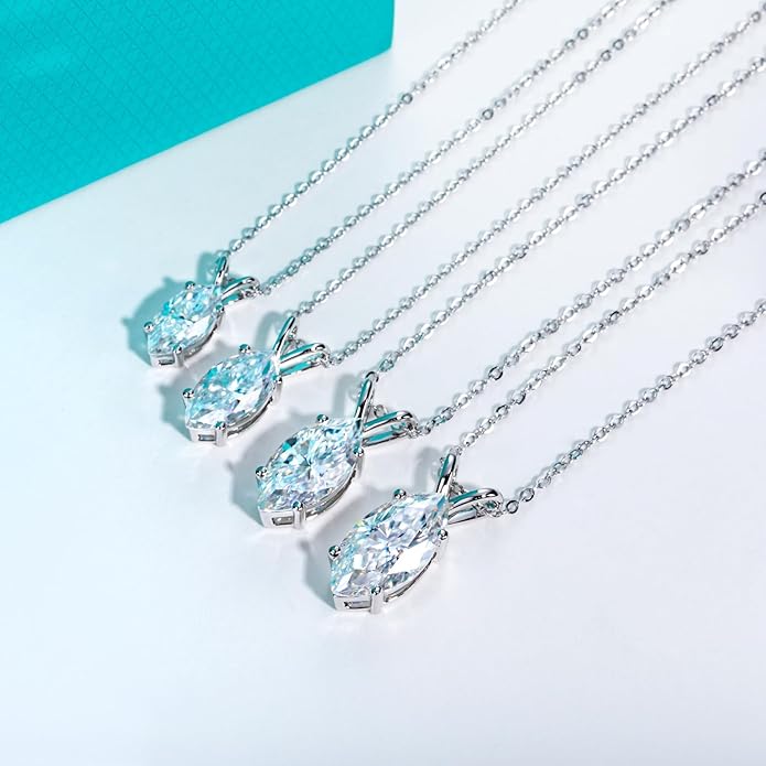 AnuClub Moissanite Pendant Necklace 2/3/4/5CT D Color VVS1 925 Sterling Silver Everyday Wear Necklace for Women Wife Her with Certificate, 40+2+3 Adjustable Chain