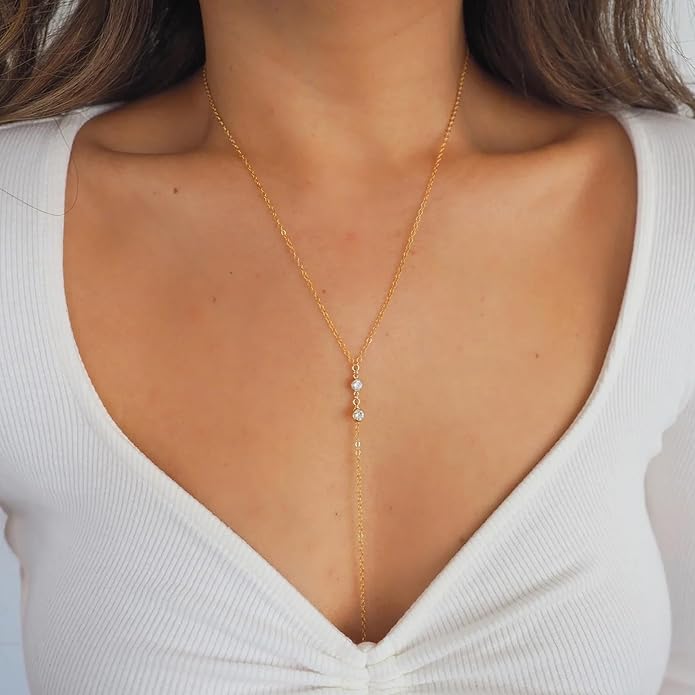 14K Gold Body Chains for Women, Sexy Layered Belly Waist Chain Bikini Bra Chain, Summer Beach Rhinestone Body Jewelry