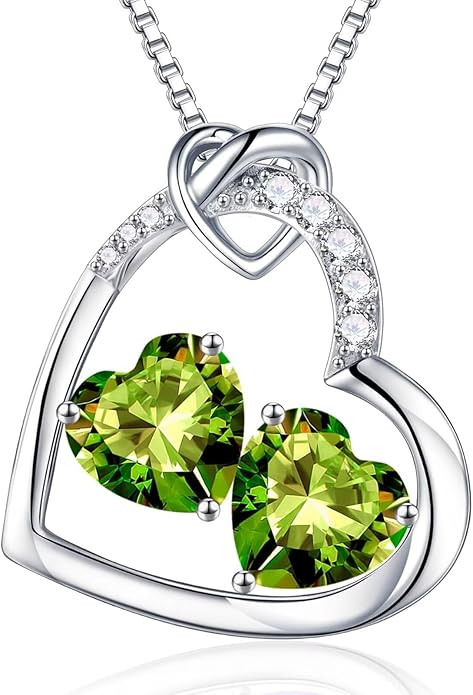 Iefil Birthstone Necklace for Women - 925 Sterling Silver Birthstone Necklace, Anniversary Birthday Gifts for Women Wife Girlfriend, Jewelry for Mom Daughter