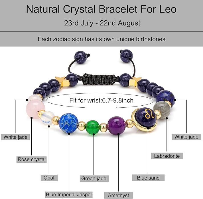 Zodiac Bracelets for Women Men,12 Constellations Healing Crystal Stone Beads Bracelet Birthday Zodiac Gifts Horoscope Spiritual Jewelry Bracelet Gifts