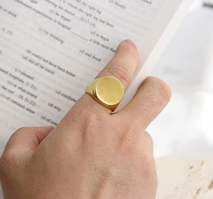 Stainless Steel Round Shape Classical Simple Plain Wedding Engagement Statement Pinky Band Signet Rings for Men Women Size 4-15