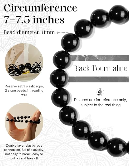 Handmade Natural Stone Beaded Stretch Bracelets,Healing Crystals Protection Bracelet,Spiritual Jewelry Gifts for Women & Men,Replacement Beads Included