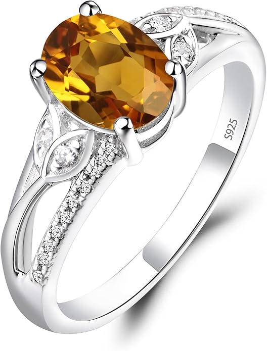 925 Sterling Silver Oval Shaped 8X6 MM Gemstone Ring Leaf Engagement Ring for Women Jewelry