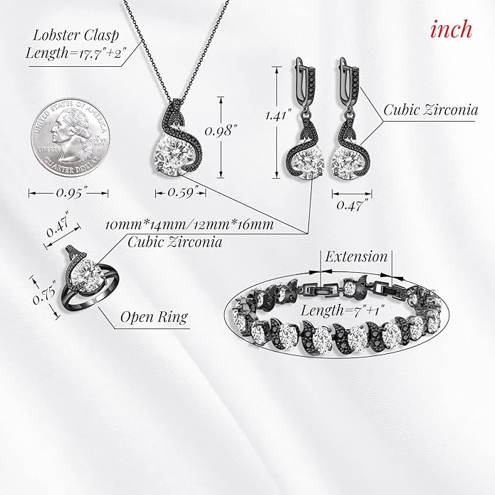 GZWHD Jewelry Set for Women Water Drop Cubic Zirconia Artificial Crystal Earrings Pendant Necklace Open Ring Tennis Bracelet Wedding Anniversary Birthday Engagement Gift for Bridesmaid Wife Girlfriend Friend