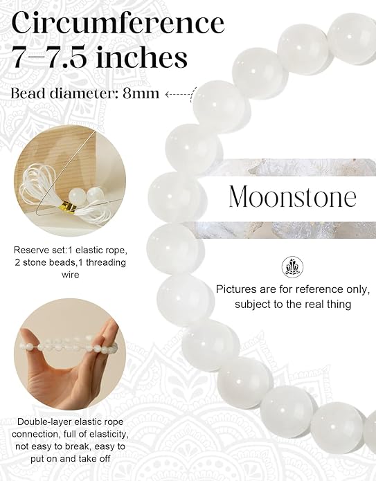 Handmade Natural Stone Beaded Stretch Bracelets,Healing Crystals Protection Bracelet,Spiritual Jewelry Gifts for Women & Men,Replacement Beads Included