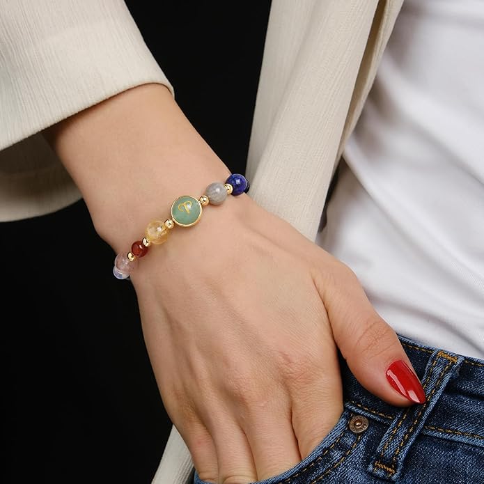 Zodiac Bracelets for Women Men,12 Constellations Healing Crystal Stone Beads Bracelet Birthday Zodiac Gifts Horoscope Spiritual Jewelry Bracelet Gifts