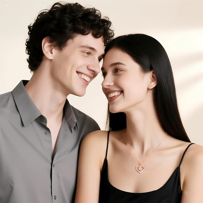 Full Moissanite Heart Necklace - No CZ! 2ct Vibrant Birthstone & 30 White Gems | 12 Month Gifts for Wife, Mom, Her | Anniversary, Valentine's Day, Mother's Day Jewelry