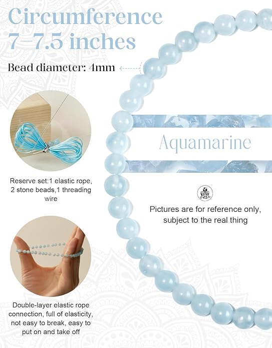 Handmade Natural Stone Beaded Stretch Bracelets,Healing Crystals Protection Bracelet,Spiritual Jewelry Gifts for Women & Men,Replacement Beads Included