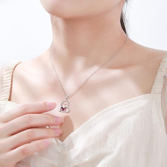 Palpitate Heart Necklaces for Women Forever Love Pendant Necklace Anniversary Valentine's Day Gifts for Lovers Wife Her Mom