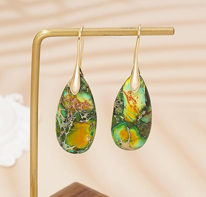 Natural Stone Earrings Waterdrop Stone Dangle Earrings for Women