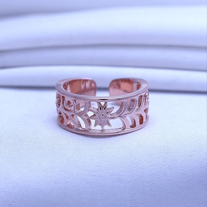 Adjustable Flower Toe Ring Jewelry for Women 14k Gold Plated Sterling Silver